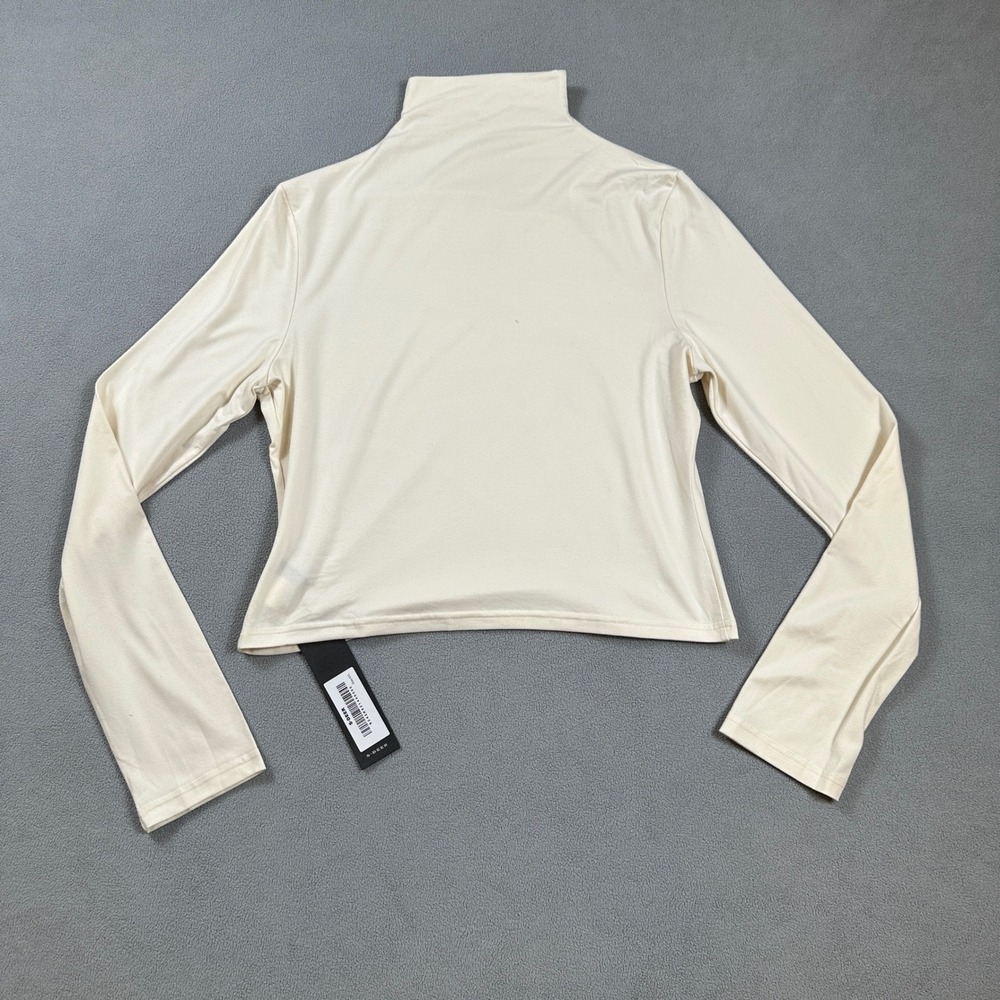 S.DEER Cropped Top Womens XXL Cream Knit Turtleneck Long Sleeve Fitted NWT